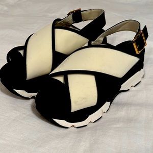 Marni Criss-cross platform sandals with spongy footbeds. Comfort & Style!